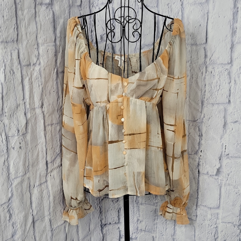 Blu Pepper NWT Small Boho‎ Sheer Fly High Square Neck Peasant Blouse